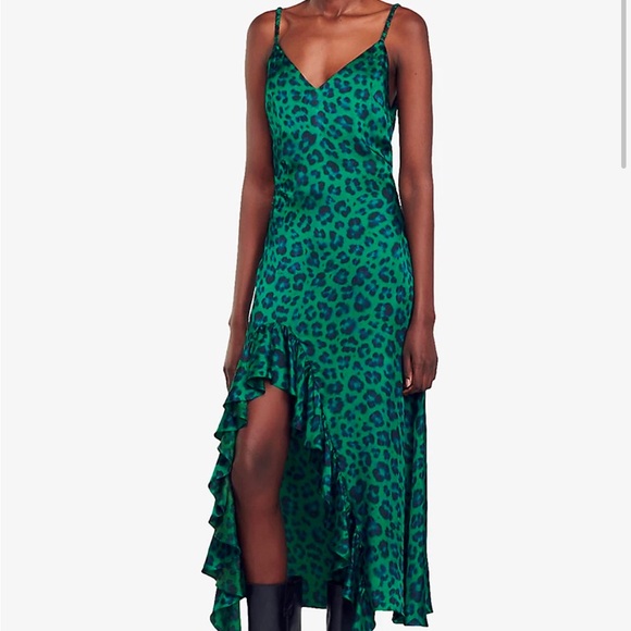 SANDRO
Leopard-print ruffle-trim woven midi dress - Picture 1 of 5